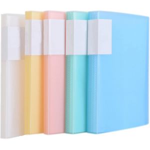 Lot de 5 porte-vues A5 en polypropyl&iquest;&iquest;ne avec 200 pochettes transparentes (12,7 x 101,6 cm), en polypropyl&iquest;&iquest;ne solide, 5 couleurs TKD8038-5x - Neuf