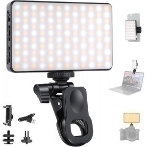 LORANKA-120 LED Lumiere Photo &agrave; Pince Rechargeable 2500-9000K avec Batterie 3000mAh, 3 Temp&eacute;ratures de Couleur Lumiere Photo pour Tiktok, Phone, Ordinateur Portable, Cam&eacute;ra - Neuf