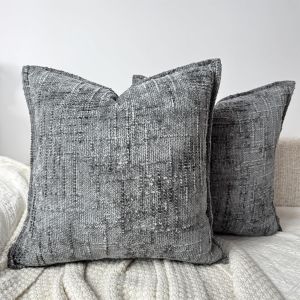 Trahoo-Lot De 2 Housses De Coussin, 50 X 50 Cm, Grises, En Chenille Douce, Texture Bambou, Pour Canap&eacute;, D&eacute;coration, Noble Et Luxueux, Pour Salon, Chambre &Agrave; Coucher Et D&eacute;coration De La Maison - Neuf