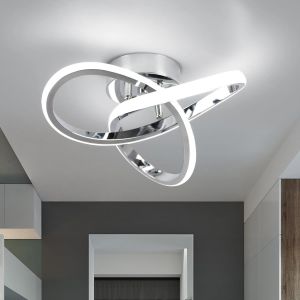 Plafonnier Led Moderne, 22w 2500lm Luminaire Plafonnier Led Design Forme De Tr&egrave;fle, Lampe Plafond Led Argent&eacute; Pour Couloir Cuisine Salle De Bain Chambre Salon, Blanche Froide 6500k, Dia 25cm - Neuf