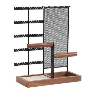Porte-Bijoux Biaxial Noir Boîte De Rangement Amovible En Bois De Base - Neuf