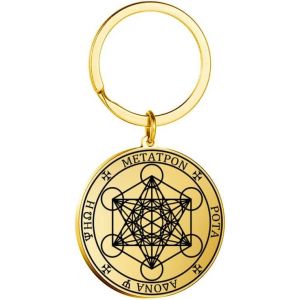 Kal-Acier Inoxydable Archange Metatron Porte-Cl&eacute;s G&eacute;om&eacute;trie Sacr&eacute;e Pendentif Sceaux D'archange Ange Bijoux Pour Femmes Filles - Neuf