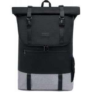 KALANKA-Sac a Dos Homme Femme, Sac à Dos pour Ordinateur Portable 15/17.3 Pouces, Sac Ados PC Portable Roll Top résistant à l'eau, Sac a Dos pour Affaire Travail Voyage - Neuf