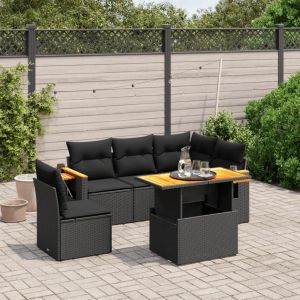 Prolenta Premium - Salon De Jardin 6 Pcs Avec Coussins Noir R&eacute;sine Tress&eacute;e - Neuf