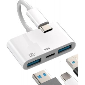 TRAHOO-Adaptateur USB C vers USB A pour iPhone Typec Chargeur Macbook Air Prise OTG Cable Double Jack Convertisseur Connecteur Port Thunderbolt Accessoire pour Apple15 Pro Max Plus Ipad Pro Air Mini - Neuf