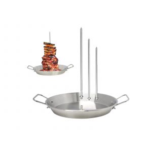 Support vertical pour brochettes en acier inoxydable avec 3 pointes d&eacute;tachables - Neuf