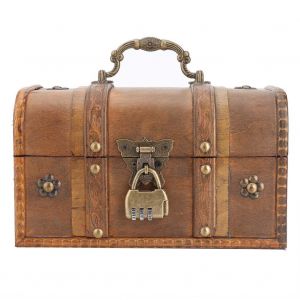 Boite De Rangement Vintage En Bois Pour Bijoux Et Colliers, Avec Serrure A Code (Jaune) - Neuf