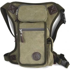 ERYI-Sac De Jambe Homme Toile Taille Pack En Plein Air Voyage Cuisse Sac Pour Hommes Femmes Tactique Militaire Moto Vélo Multi-Poches Drop Leg Sacs Pochette Packs, Vert Armée - Neuf