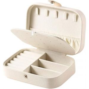 Blanc, Boîte À Bijoux, Voyage Petite Boîte De Rangement Pour Les Femmes, Les Filles, De La Prime De Faux Cuir Double Couche Boîte À Bijoux Pour Bagues, Boucles D'oreilles, Des Colliers Et Des Bracelets - Neuf
