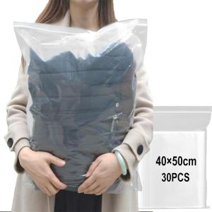 Lot De 30 Grands Sacs De Rangement En Plastique Transparent Refermables Pour V&ecirc;tements, Chaussures, Cosm&eacute;tiques, Serviettes De Bain, 40 X 50 Cm - Neuf