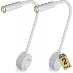 2 Pack Noir Lampe De Chevet - Eclairage Doux Blanc Chaud, 3w, Interrupteur À Bouton, Bras Articulé À 360° - Lampe De Chevet Chambre Pour La Chambre À Coucher, Le Salon, L'éclairage D'arrière-Pl - Neuf