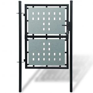 Prolenta Premium - Portail De Cl&ocirc;ture Noir &Agrave; Une Porte 100x200 Cm - Neuf