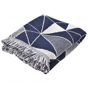 Hjlian Jete De Canape Double Face En Coton Tisse 130 X 180 Cm Avec Pompons Decoratifs #3 - Neuf