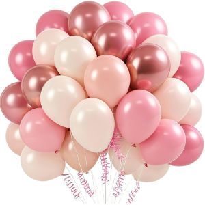 60 St&uuml;ck Luftballons Rosa Beige, 12 Zoll Helium Ballon - Neuf
