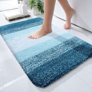 KAL-Tapis De Salle De Bain Doux, 40 X 60 Cm, Antidérapant, Lavable, Moelleux À Poils Longs, En Microfibre Absorbant, Bleu Paon - Neuf
