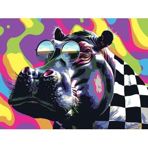 Ayuhr-5d Diamond Art Painting Complet Hippopotame, Broderie Peinture Diamant Painting Animal Kit Round Full Drill Complet Décoration De Pour La Décoration Murale De La Maison 30x40 Cm - Neuf