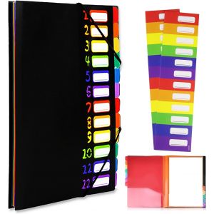 ERYI-Chemise A4 12 Compartiments ¿ Cartable En Polypropylène Imperméable Avec Fermeture Éclair & Étiquettes Colorées ¿ Organisateur Portable Pour École/Bureau-Noir - Neuf