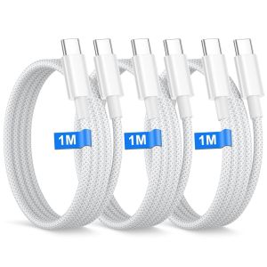 pour iPhone 15 16 Câble USB C vers USBC 1M/Lot de 3,60W Câble usb c vers usb c câble pour iPhone 16/16 Pro Max/15/15 Pro Max/15 Plus,iPad Air,Chargeur usbc Charge Rapide Cables Type C Cordon - Neuf