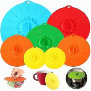 Couvercles En Silicone,Couvercle Anti-&Eacute;claboussures Pour Micro-Ondes,5 Tailles De Couvercles D'aspiration Alimentaire R&eacute;utilisables R&eacute;sistants &Agrave; La Chaleur Convient Aux Tasses,Bols,Assiettes,Casserole - Neuf