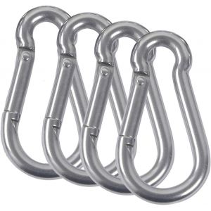 Mousquetons M8 En Acier Inoxydable 304 À Ressort Pour Pompier, Avec Mousqueton Pour Camping, Randonnée, Hamac, Balançoire, 4 Pièces - Neuf