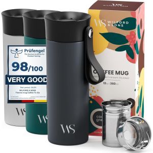 Tianyi-Mug Isotherme Transportable Thermos Café Avec Sangle & Infuseur À Thé En Acier Inoxydable U2013 360 Ml | 6h Chaud - 10h Froid, Tasse À Café Inox Double-Paroi Isolée Sous-Vide, Sans Bpa, Etanc - Neuf