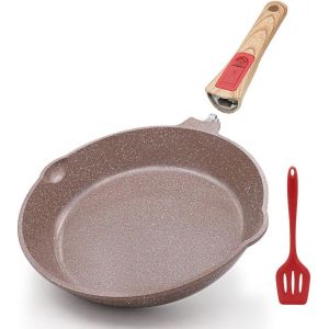 Kalanka-Poêle À Frire Antiadhésive En Céramique 28 Cm, Poêle En Céramique Saine Avec Poignée Amovible, Pfas Pfoa & Ptfe Libre-Marron - Neuf