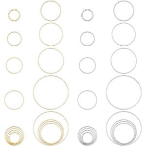 Mevronisshop-Pandahall 160pcs Pendentifs En Anneau Dor&eacute; Argent, 8 Tailles Anneaux De Liaison De Bijoux Breloques De Cercle Rond Pour Bijoux De Collier De Boucle D'oreille 10/12/14/16/18/20/22/30 Mm - Neuf