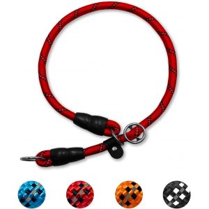 Eryi-Collier Etrangleur Pour Chien Réglable Et Durable Collier Anti Traction Dressage Pour Petits Moyens Grands Chiens Rouge Largeur: 1.0cm, Long: 50cm - Neuf