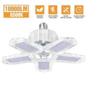 Garage LED - 120 W - 12000 lm - Éclairage d'atelier - Plafonnier transformable - 1 lumière transparente - Neuf