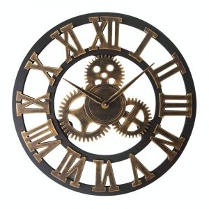 Horloge Murale R&eacute;tro Bois Silencieuse 70cm Style Antique Pour Salon Chambre Or YONIS - Neuf
