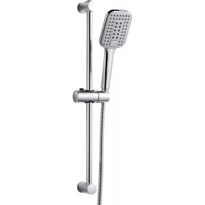 Colonne de Douche sans Mitigeur Barre de Douche en Acier Inoxydable de 60 cm avec Flexible de 1.6 m Pommeau de Douche (3 Modes 120 mm) et Support pour Salle de Bain Chrome - Neuf