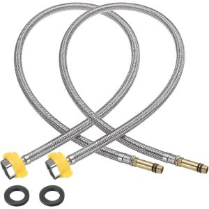 Kalanka-2pcs 31" Lignes D'alimentation De Robinet Connecteur En Acier Inoxydable Tressé Long Connecteur De Robinet G1/2 Filetage De Compression Femelle X Connecteur M10 Mâle (Argent) - Neuf
