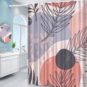 Botanical Shower Curtain Abstract Tropical Plants Leaf Shower Curtain Boho Boy Girl Bathroom Art Decor Curtain Geometric Tub Decoration Curtain 180x230cm - Neuf