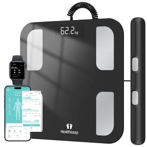 Pèse Personne Impédancemètre Balance Connectée Avec 8 Electrodes Haute Précision, Composition Corporelle Complète Avec 18 Données Corporelle Pour Andriod Et Ios - Neuf