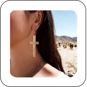 Kal-Boho Grandes Boucles D'oreilles Croix Or Grande Croix Boucles D'oreilles Croix Boucles D'oreilles Déclaration Shinny Discothèque Boucles D'oreilles Bijoux Cadeaux Pour Femmes Et Filles - Neuf