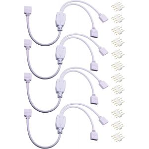 30cm Kit De Connecteurs Pour Ruban Led,4pcs Séparateur De Bande Led 4 Broches 1 À 2 Câble Diviseur Connecteur À 4 Broches Pour Ruban Led Rvb 5050 3528 2835 Accessoires De Diy Blanc - Neuf