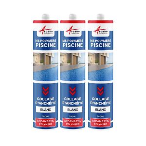 Mastic piscine, colle et étanchéité, pvc, carrelage Blanc 290 ml x 3 - ARCANE INDUSTRIES - Neuf