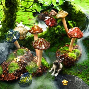 MEVRONISSHOP-Lot de 8 Figurines de Champignon en c&eacute;ramique pour Jardin - Statue de Jardin en Pot - D&eacute;coration de pelouse - pour l'ext&eacute;rieur - Neuf