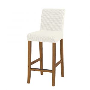 Housse extensible beige en jacquard pour tabourets de bar et chaises de salle &agrave; manger sans accoudoirs - Neuf