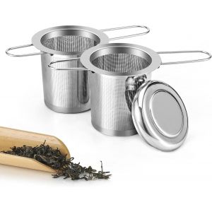 Kalanka-Filtre &Agrave; Th&eacute;, 304 Filtre The En Acier Inoxydable Infuseur &Agrave; Th&eacute; Avec Poign&eacute;e Pliable Et Couvercle Pour Tasses Et Th&eacute;i&egrave;res De Diff&eacute;rentes Tailles (A-2pcs) - Neuf
