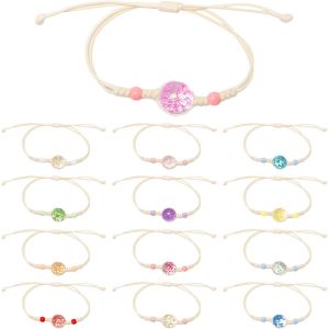 Asas-13 Pièces Fleur Bracelet Amitié Fille Bracelet Tressé Avec Fleurs Colorées Bracelets Amitié Fille Tressé Ajustable Bracelets Pour S?Urs,Enfants,Amis,Anniversaire,Fête,Vacances Cadeaux - Neuf