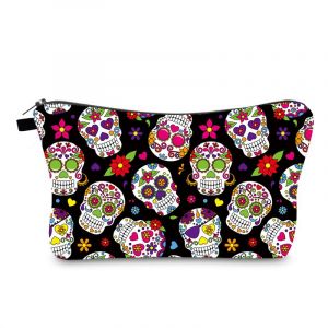 Trousse À Crayons, Stylo, Trousse De Maquillage, Pochette Portefeuille Grande Capacité, Étanche, Motif Tête De Mort Pour Étudiantes Ou Femmes (Le Crâne Noir) - Neuf