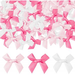 Kal-90 Pièces Ruban Satin Noeud Papillon, Auto Adhésif Noeud Cadeau, Mini Papillon Decoration, Noeud De Chaise Mariage Noeud Voiture Mariage Pour Diy Artisanat, Sac Bonbon, Carte, Baptême - Neuf
