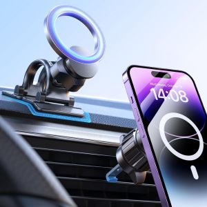 Support T&eacute;l&eacute;phone Voiture MAGNETIQUE 360&deg; - Double Fixation &Eacute;VOLUTIVE pour iPhone/Android - Anti-Choc, Ventouse Pro, Compatibilit&eacute; Universelle - Neuf
