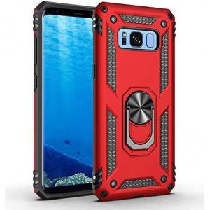 Kal-Coque Samsung S8, Coque Galaxy S8, Etui Housse De Protection Antichoc Durable Résistante 2 En 1 Hybride Pc Robuste + Tpu Souple Pour Galaxy S8 + Verre Trempé Galaxy S8 - Rouge - Neuf