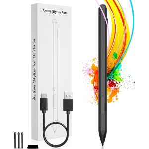 Stylet Pour Microsoft Surface, 30mins Fast Charging Surface Pro Pen Pour Surface Pro 9/10/11/8/X/7/7 Plus/6/5/4/3, Surface Book/Laptop/Go/Studio, Palm Rejection, 4096 Pressure Sensitivity,Magnetic - Neuf