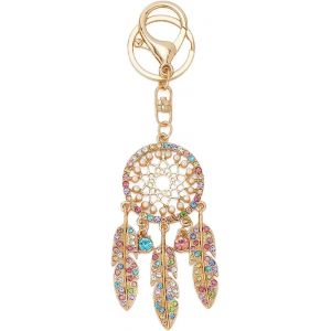 Kal-Porte Clés Porte Bonheur Pour L'amitié Les Femmes Les Mamans Attrape Rêves Strass Breloques En Plumes Porte Clés Porte Bonheur Protection Pour La Fabrication De Bijoux D'artisanat - Neuf