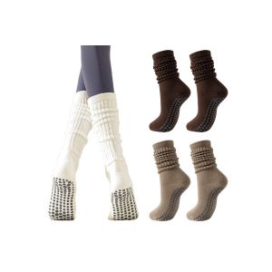 Chaussettes De Yoga Antid&eacute;rapantes En Coton Avec Picots En Silicone Pour Une Adh&eacute;rence Et Un Confort Optimaux - Neuf