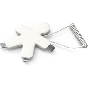 Buddy C&acirc;ble Multi Usb 4 En 1 - Chargeur Universel En Plastique Recycl&eacute; - Prise Usb-C, Usb, Lightning, Usb Universel Pour Smartphone - Blanc - Neuf