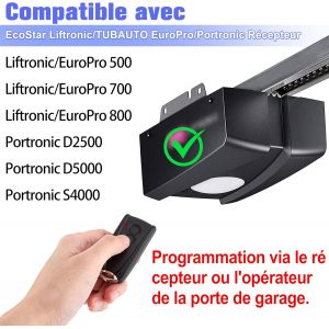 Mevronisshop-T&eacute;l&eacute;commande Portail Garage Pour Ecostar Rsc2-433 Rse2-433 Rsz1-433 Pour Hormann Ecostar Liftronic/Tubauto Europro 500/700/800 Portronic D2500/D5000/S4000 Op&eacute;rateur, 2 Pack - Neuf
